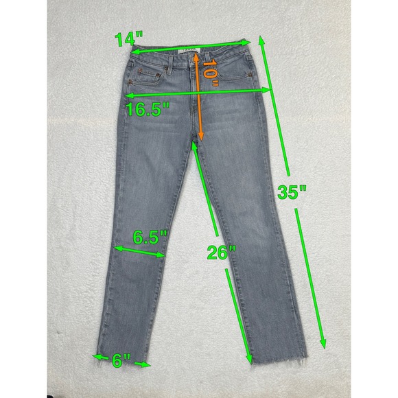 TRAVE Irina Slim Gray Wash Distressed Raw Hem Jeans Womens Size 27 Made in USA - Picture 2 of 12